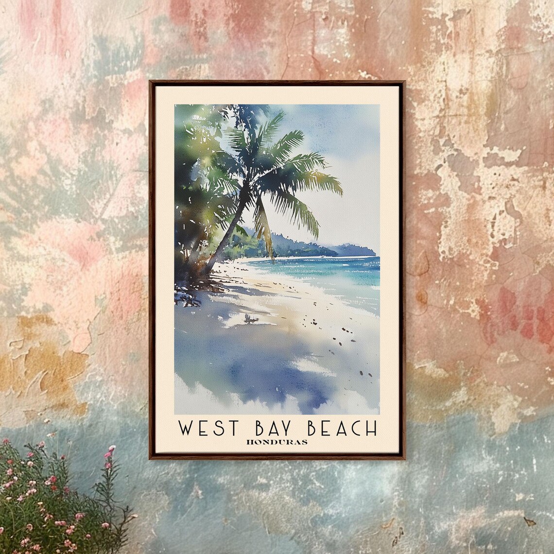 West Bay Beach Honduras Watercolor Vacation Art Print - Image 4