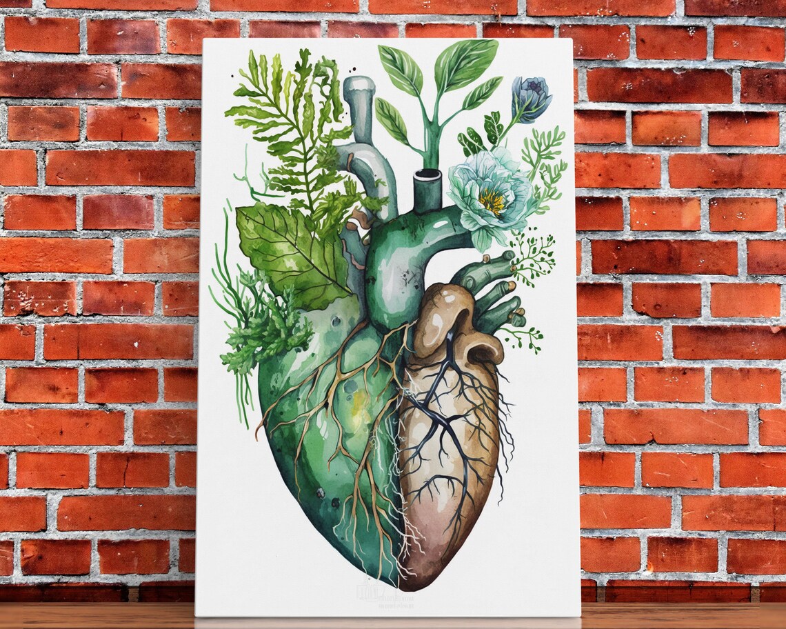 Florapunk Heart Watercolor Art Print, Anatomical Heart - Image 5