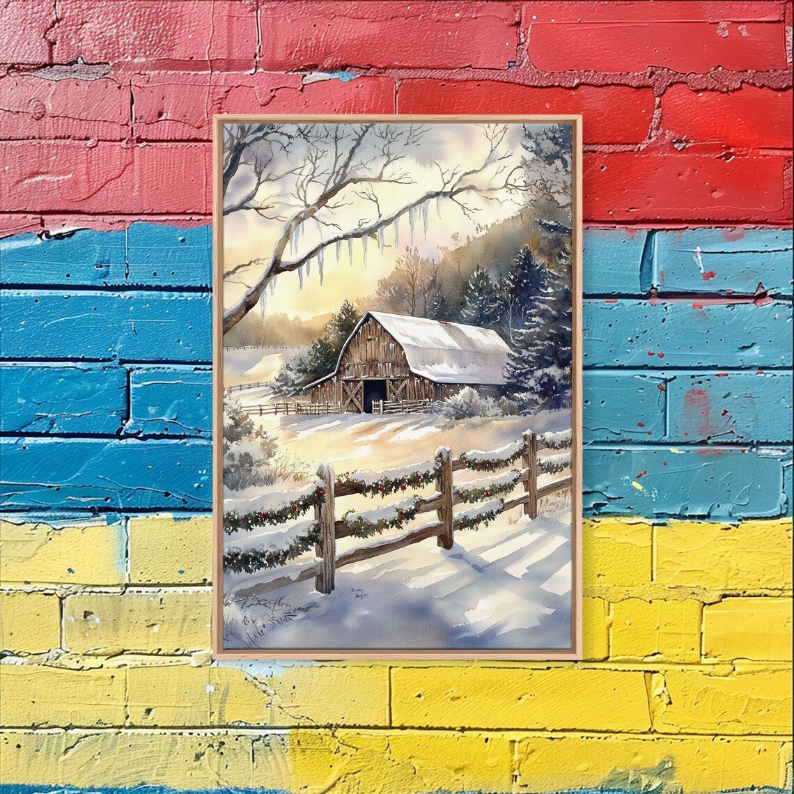 Winter Barn Painting, Winter Wonderland Art Print - Image 5