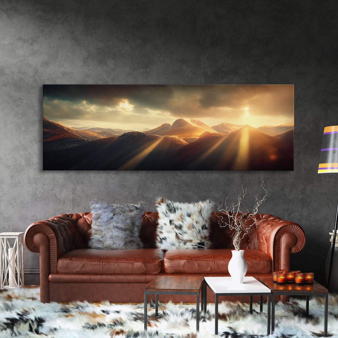 Sunrise Over The Mountains Ready To Hang Print Panoramic Art Above Bed Art Above Couch Art Above Sofa Landscape Decor - Image 3