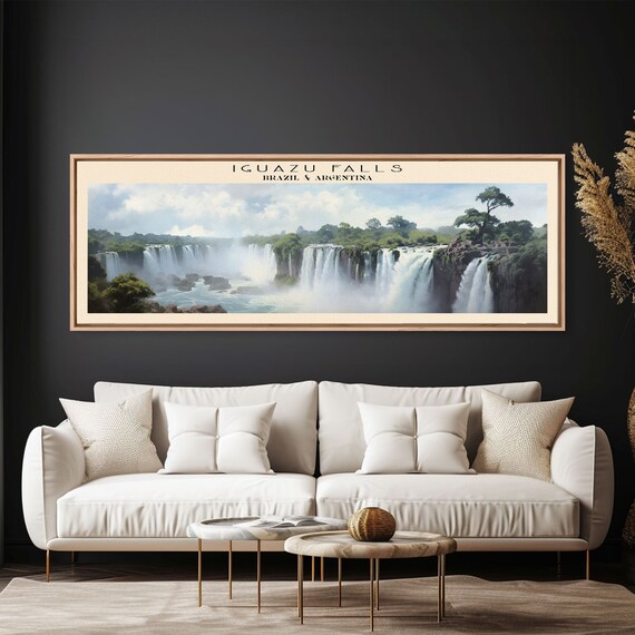 Iguazu Falls Panoramic Wall Art Travel Poster Gift For Travel Lover Vacation Gift Argentina Wall Art Home Decor Original Art