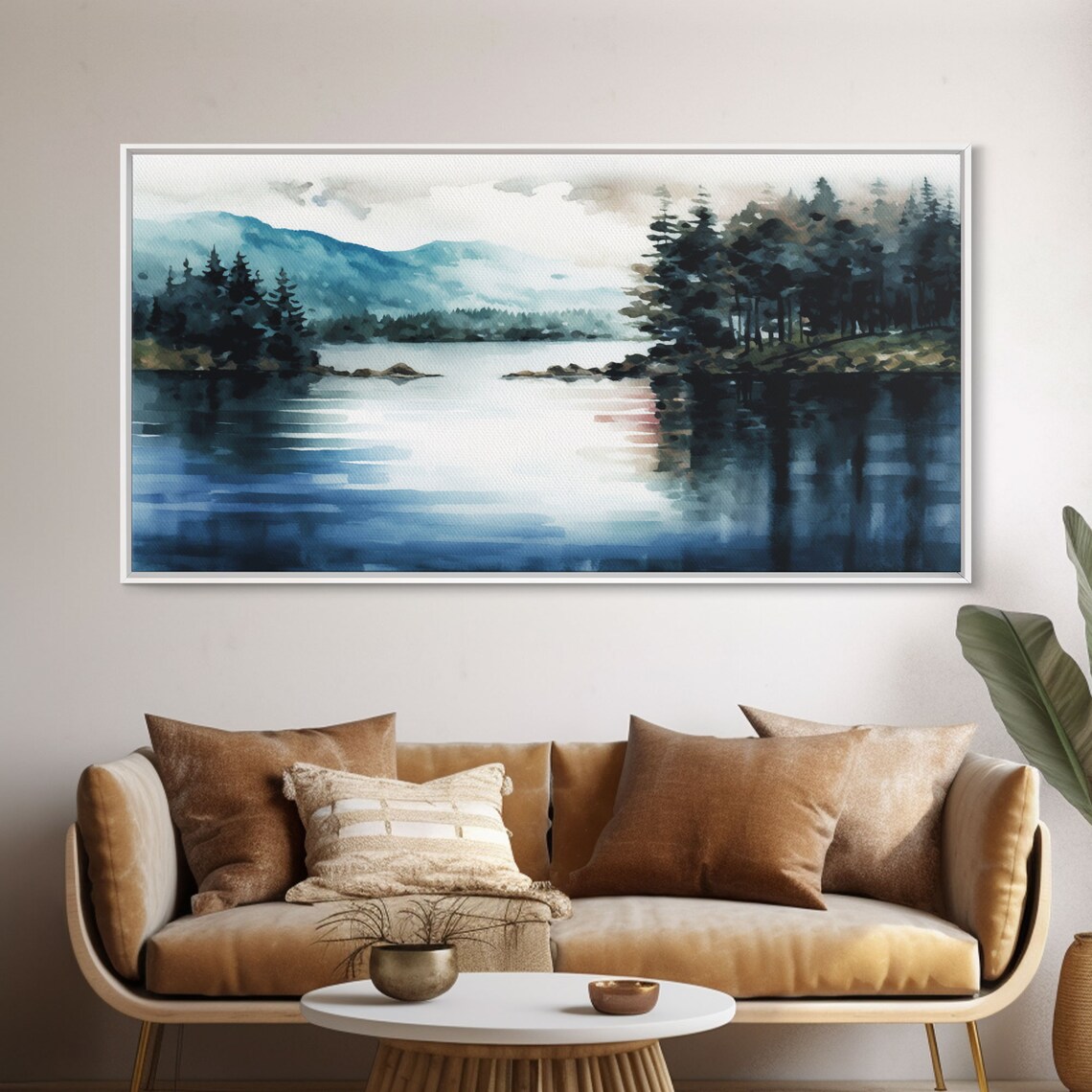 Subdued Whimsical Lakehouse Watercolor Art Print