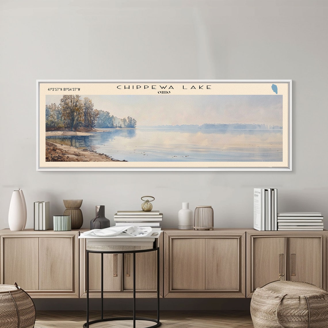 Chippewa Lake Ohio Sandy Shore Calm Water Soft Sky Travel Poster - Image 4