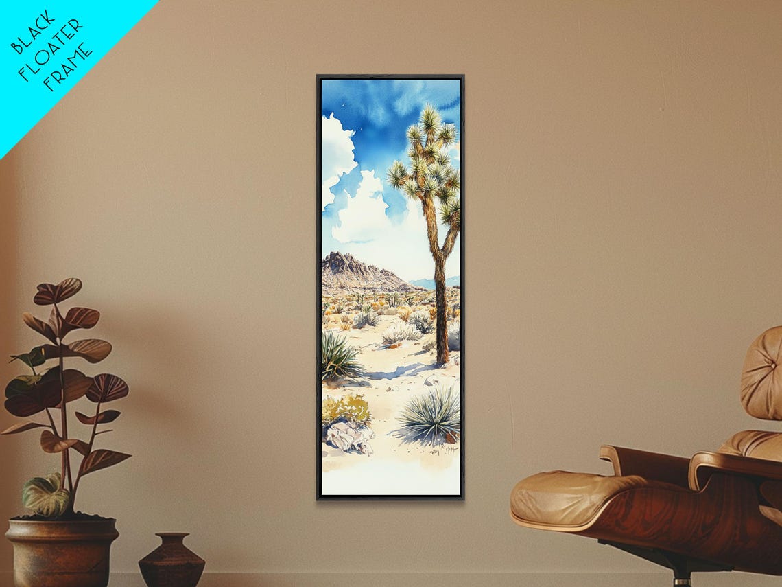 Retro Joshua Tree Desert Mountain Vista Bright Sky Southwest Wall Art - Image 5