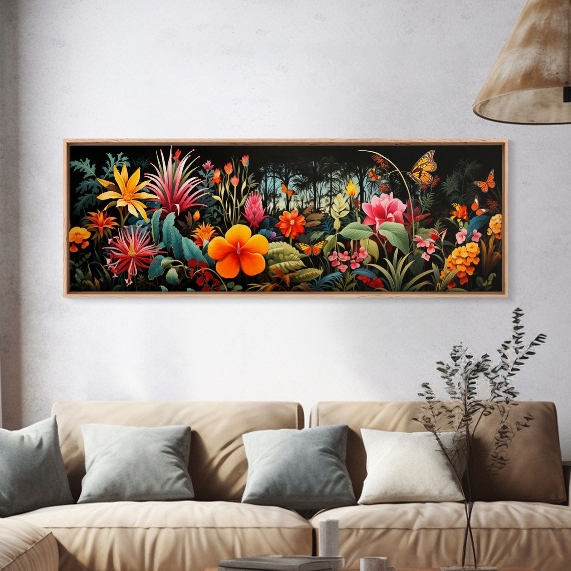 Beautiful Tropical Print The Jungle Framed Print Panoramic Art Extra Wide Wall Decor Living Room Decor - Image 4