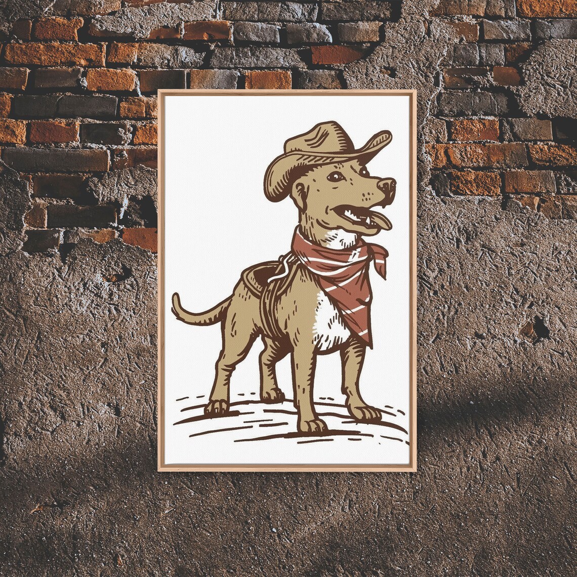Cowboy Dog Vintage Style Puppy Hat Bandana Western Pet Wall Poster - Image 4