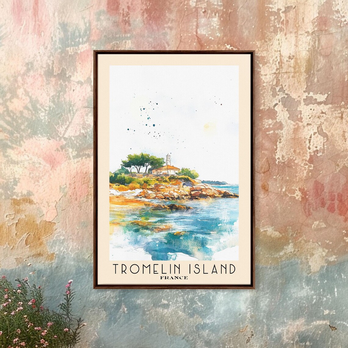 Tromelin Island France Lighthouse Rocky Islet Watercolor Sea Poster - Image 3