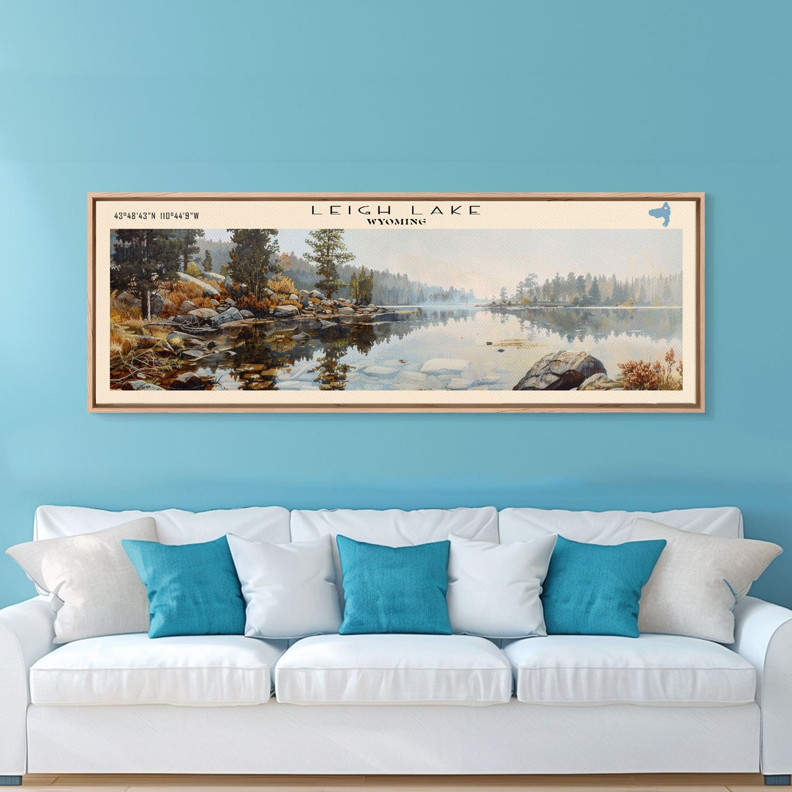 Leigh Lake Wyoming Rocky Pine Shoreline Mirror Water Panorama Poster - Image 4