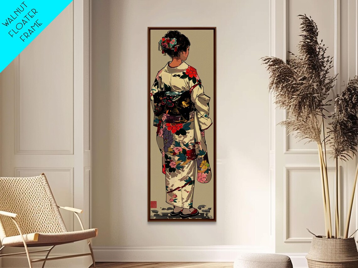 Traditional Japanese Kimono Floral Elegant Woman Ukiyo-E Art Print - Image 2