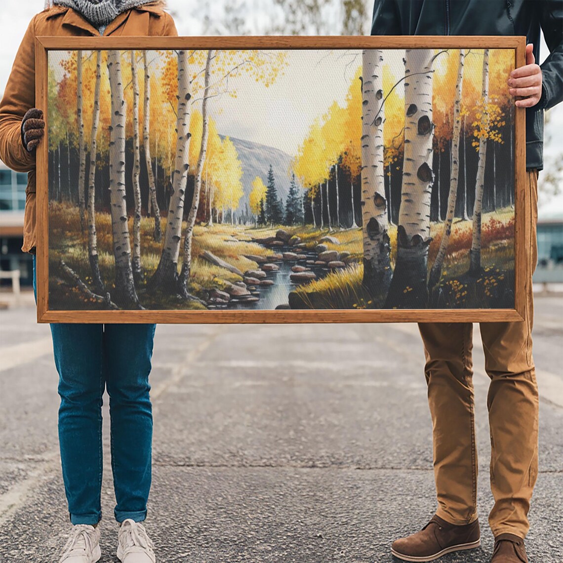 Birch Tree Wall Art Nursery Forest Framed Forest Print Birch Trees Watercolor Landscape Forest Art - Image 3