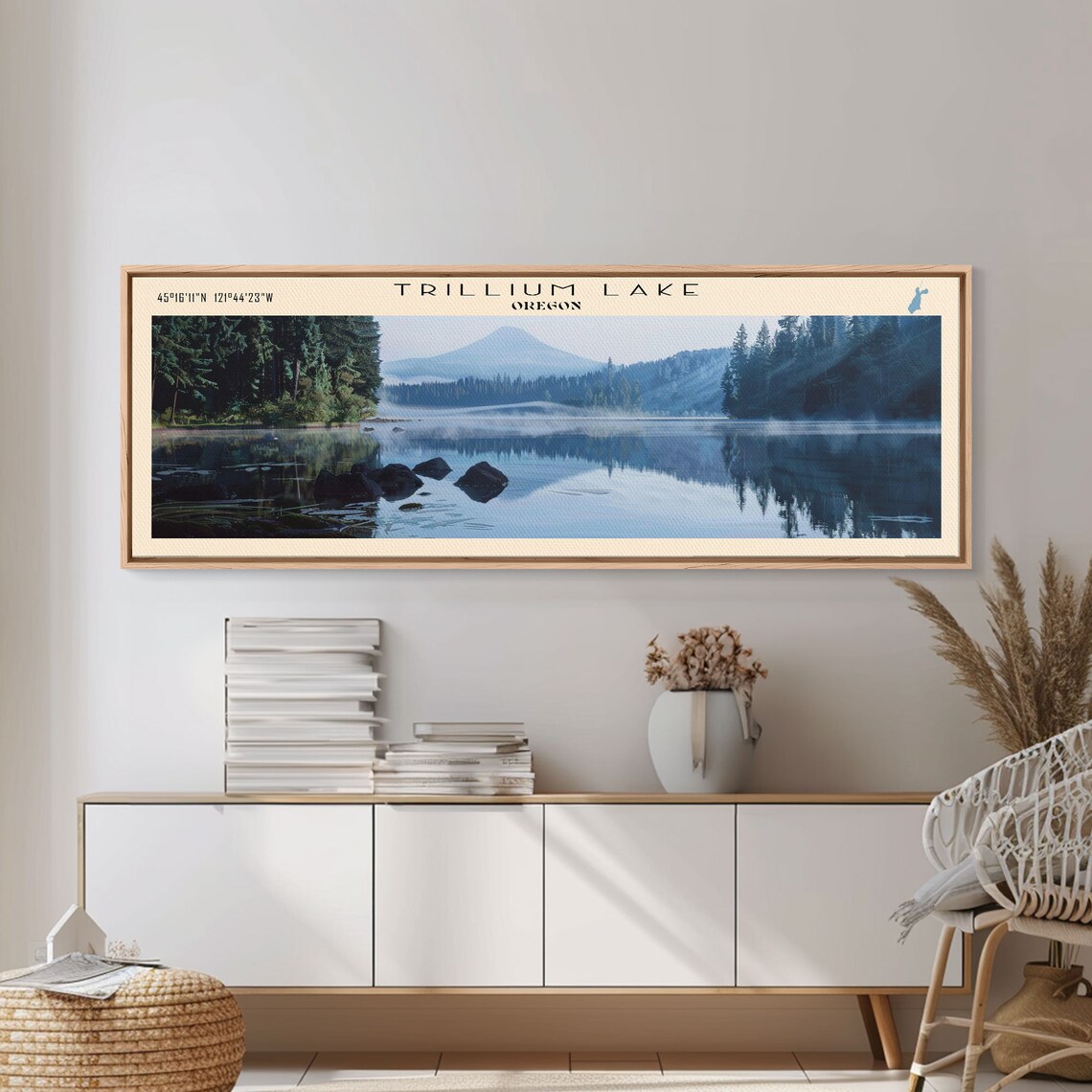Trillium Lake Oregon Travel Poster, Lake House Decor