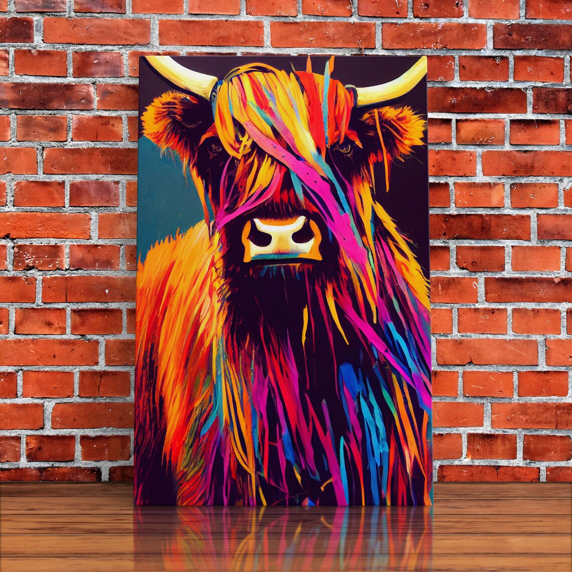 Colorful Farmhouse Highland Cow Scotland Art Print - Image 5