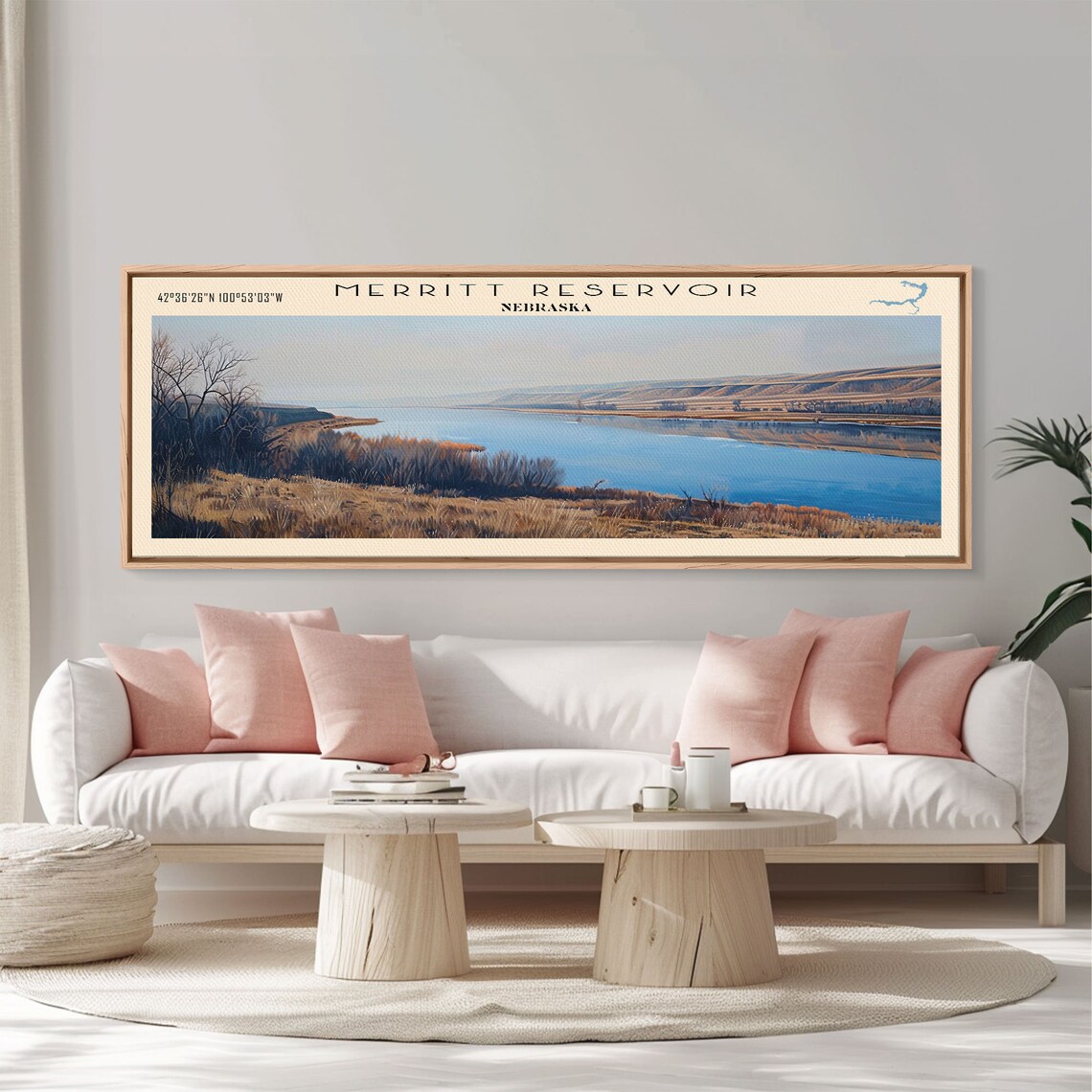Merritt Reservoir Nebraska Golden Prairie Hills Broad Blue Lake Poster - Image 4