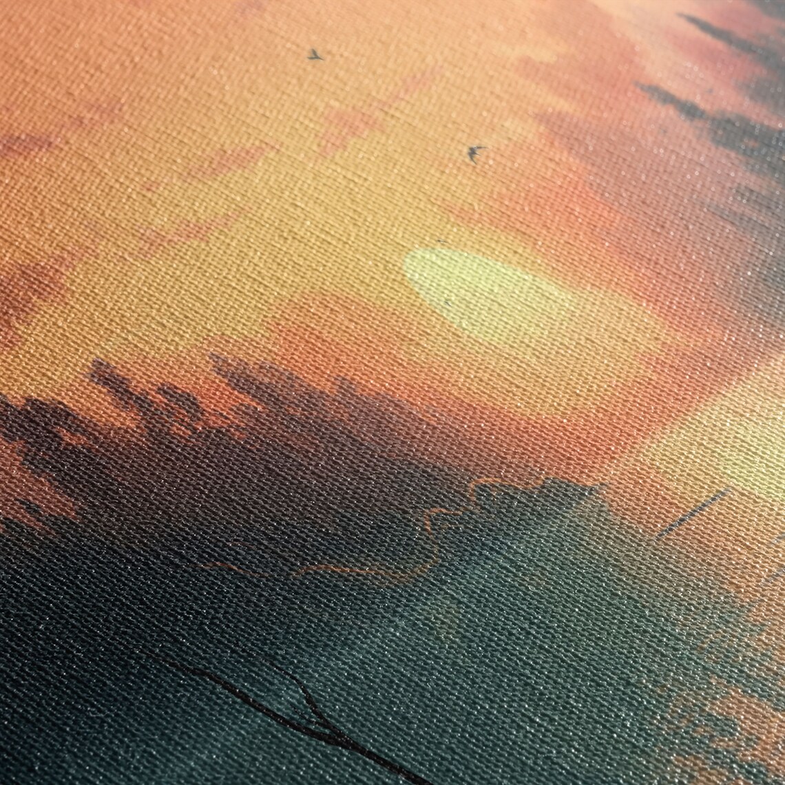 Custom Lakehouse Watercolor Art Print, Sunset Lake - Image 2