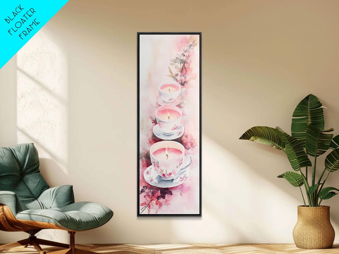 Tea Light Candle Print Cottagecore Wall Art Whimsical Art Rustic Decor Pink Abstract Art Light Pink Wall Art Vertical Art - Image 6