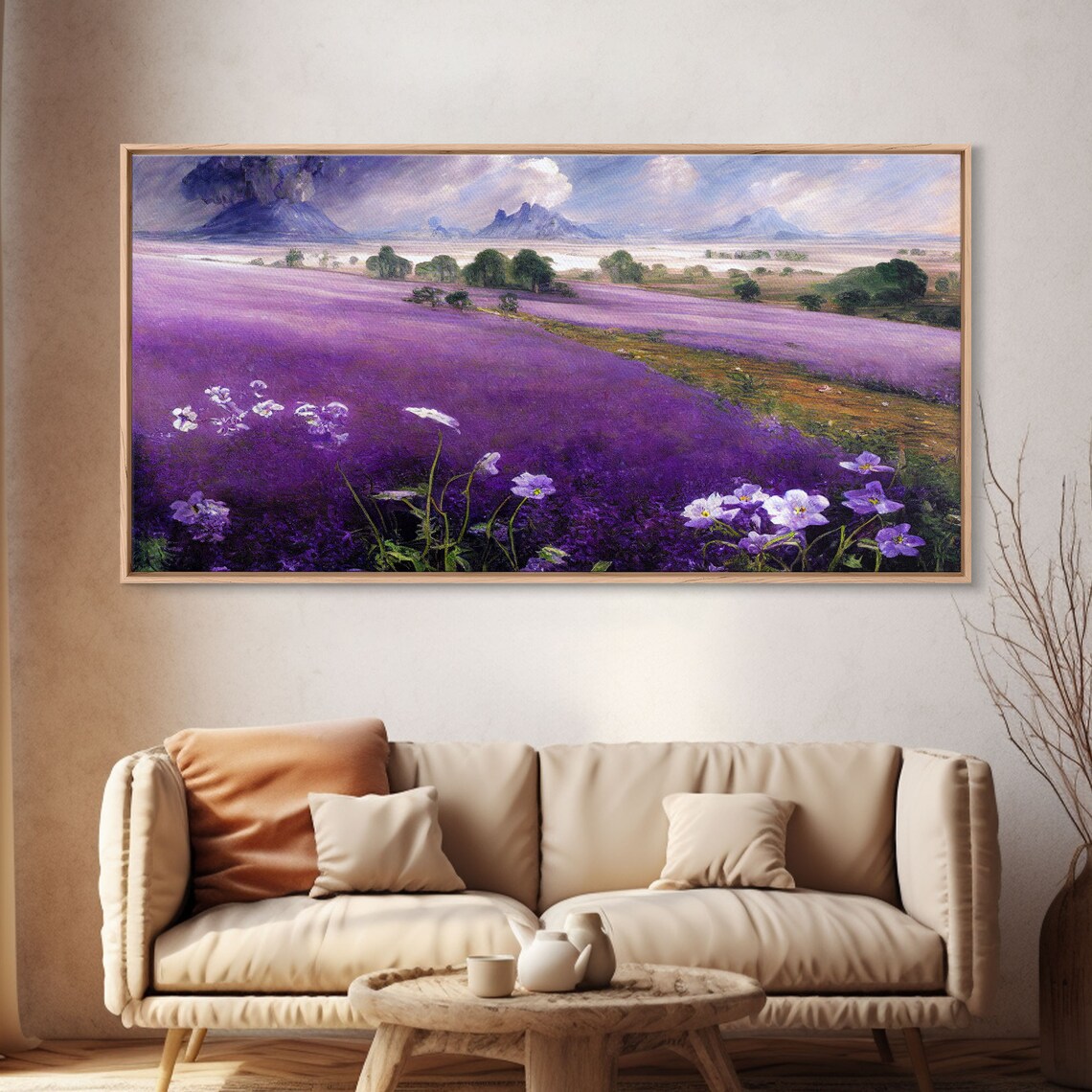 Purple Lavender Fields, Abstract Watercolor Art Print - Image 4