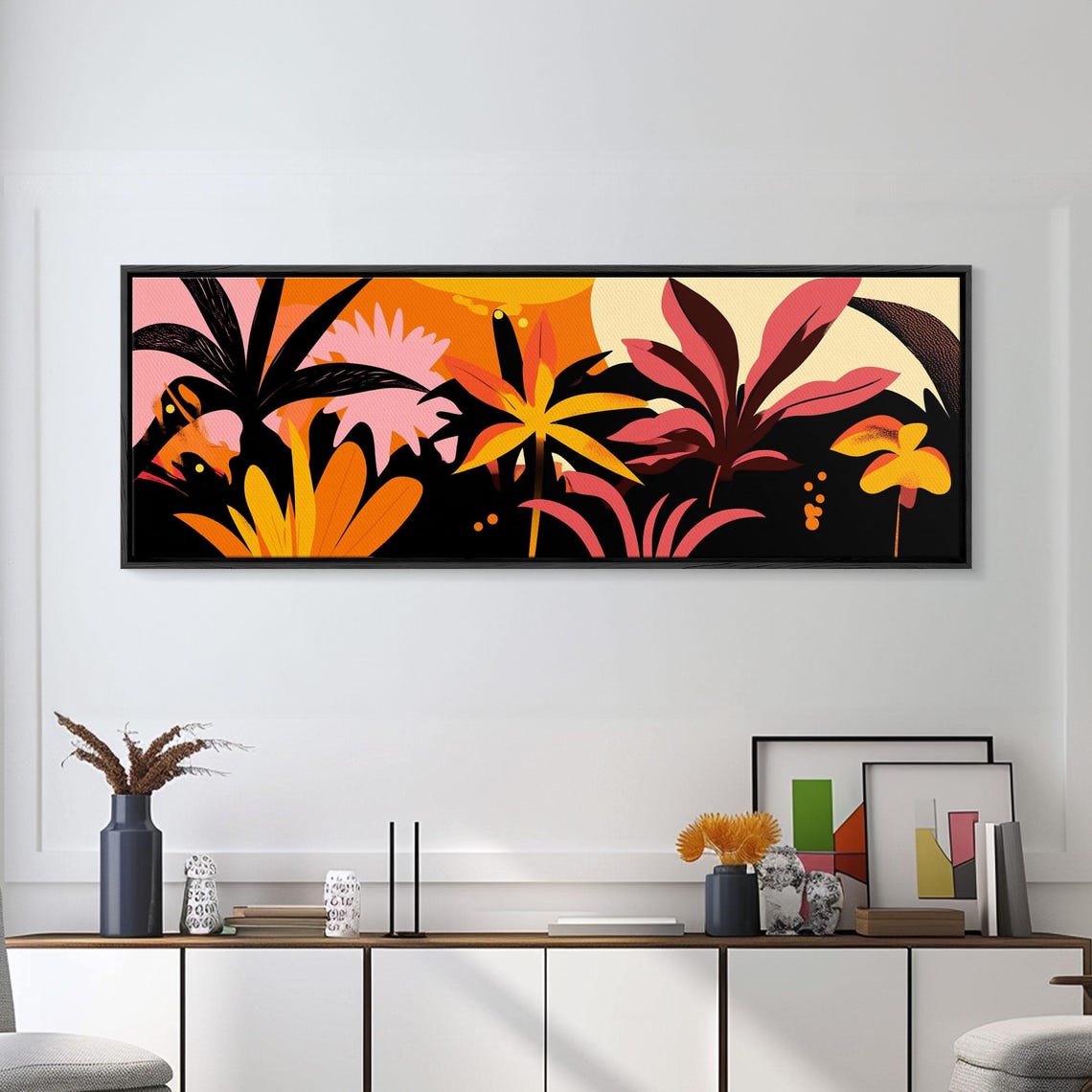 Colorful Tropical Jungle Floral Sunset Bold Botanical Art Poster - Image 6