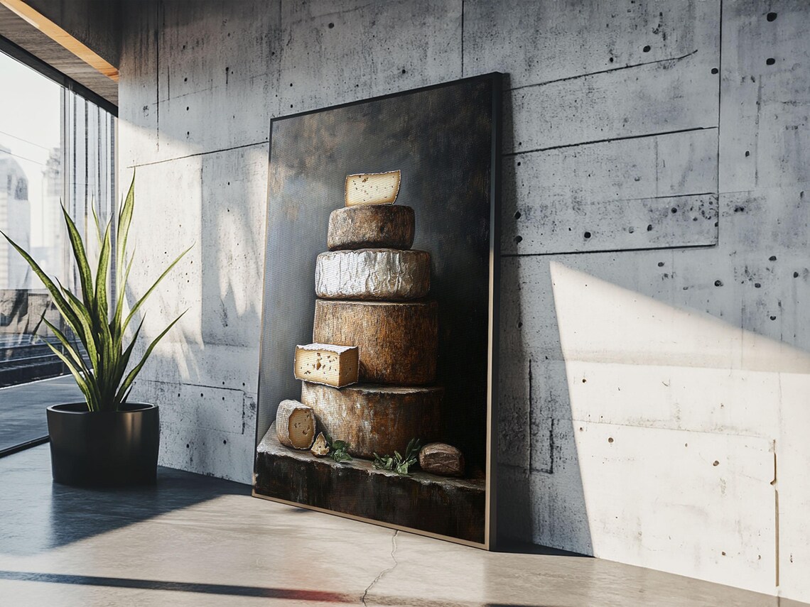 Cheese Still Life Rustic Farmhouse Kitchen Art