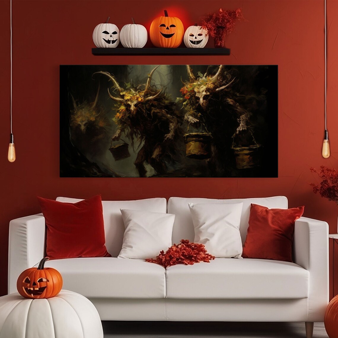Wendigos Demonic Halloween Art Print, Gothic Victorian