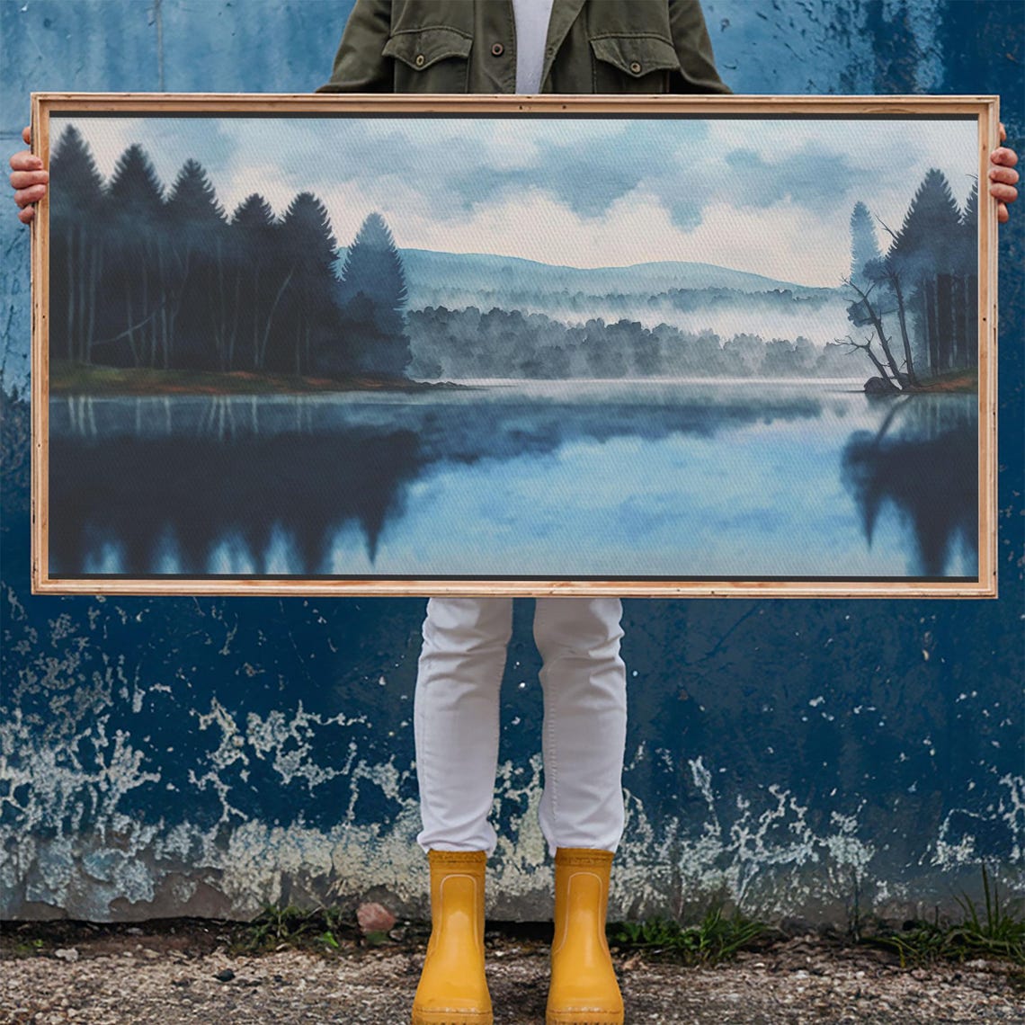 Blue Lake Art Framed Print Blue Lake Painting Lake House Decor Guest Room Landscape Painting Waldo Lake Painting
