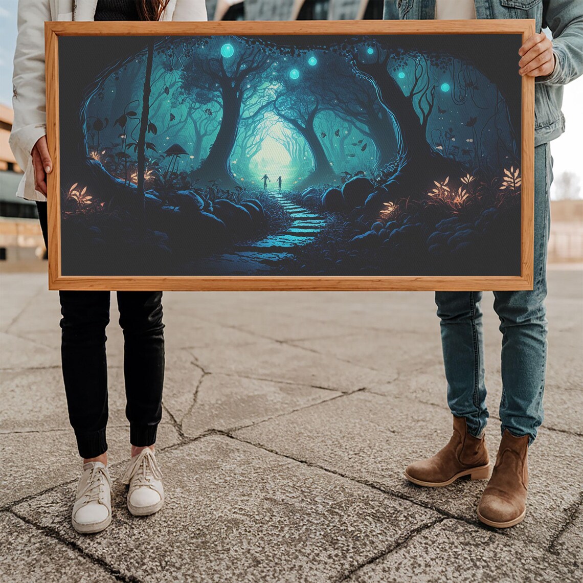 Beautiful Fantasy Art Framed Print Moonlit Forest Floor Fantasy Concept Art - Image 5