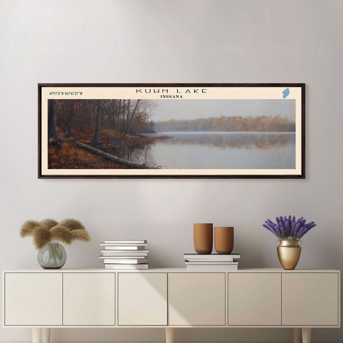 Kuhn Lake Indiana Autumn Woods Still Water Fallen Log Poster - Image 2