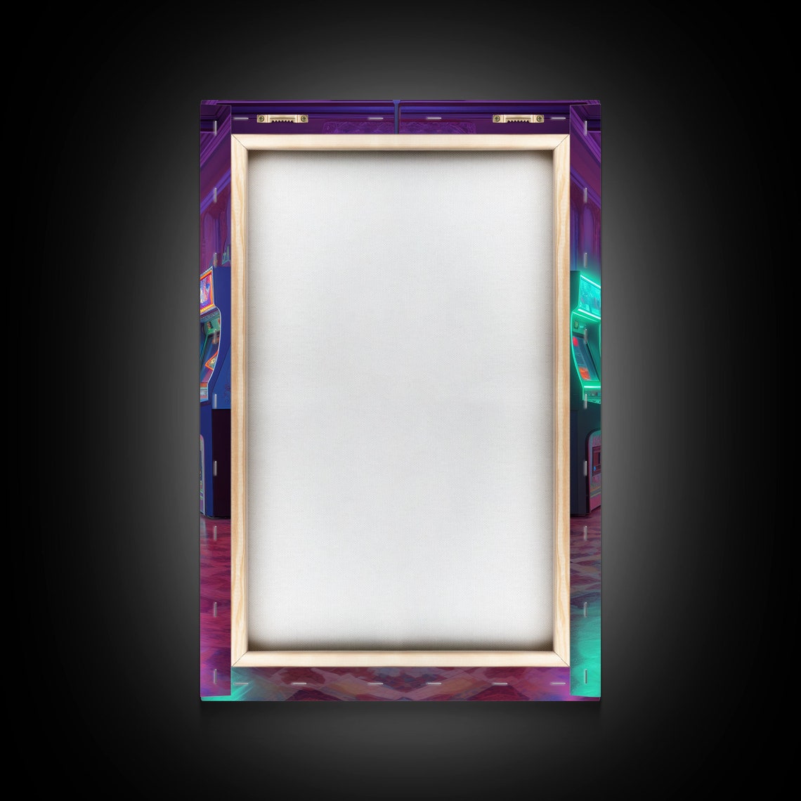 Lonely Ghost In Neon Retro Arcade Hallway Vaporwave Halloween Print - Image 2