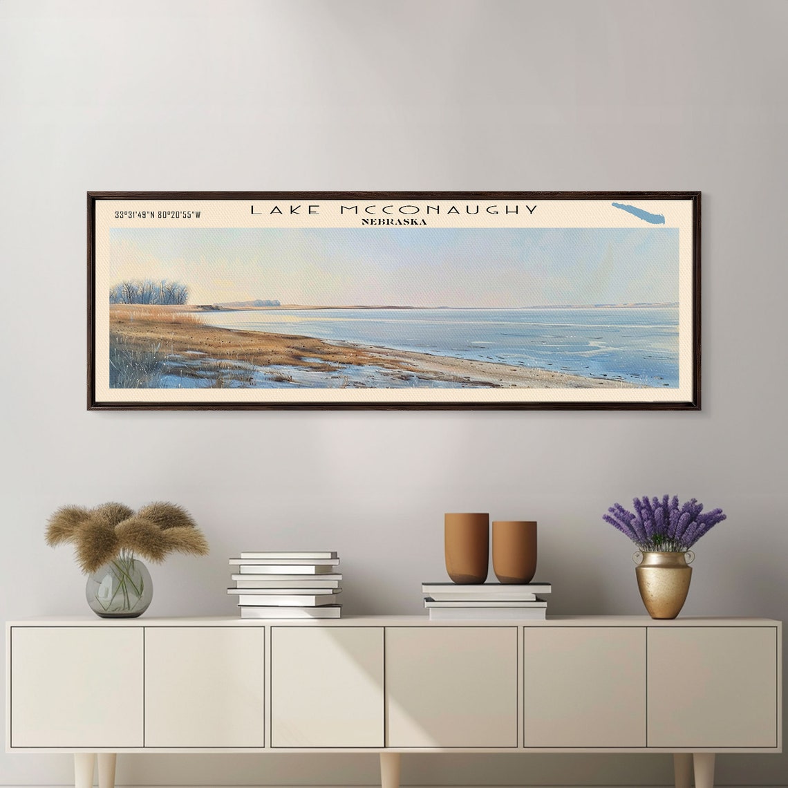 Lake McConaughy Nebraska Sandy Beach Shoreline Panoramic Travel Poster - Image 2