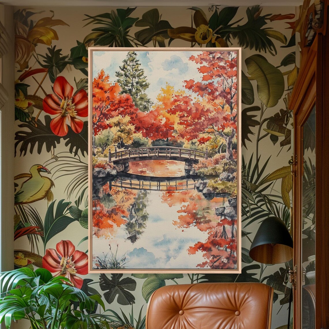 The Fall Bridge Framed Print Autumn Decor Holiday Seasonal Wall Art Gift For Her Moody Landscape - Image 3