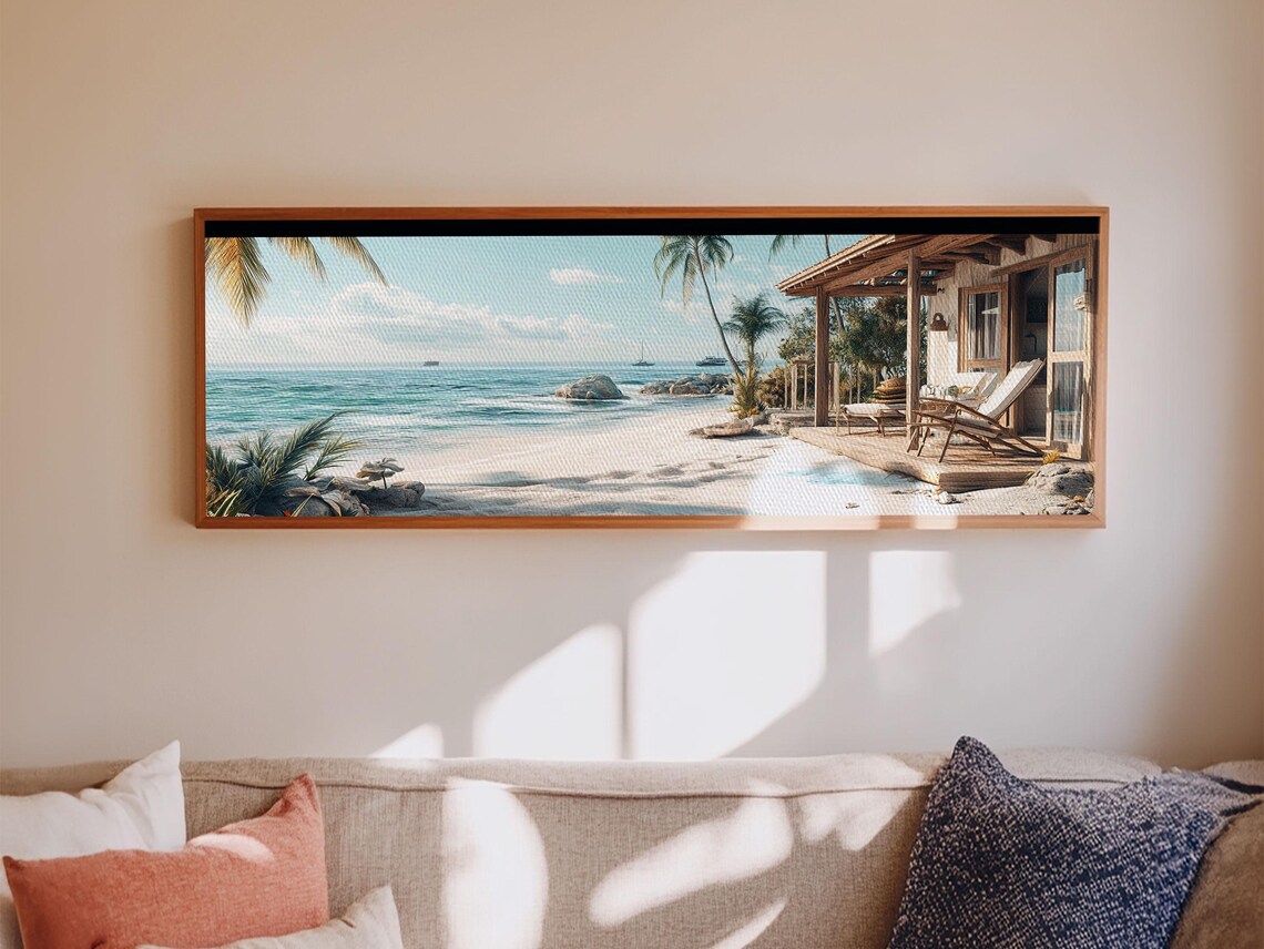 Tropical Beach Coastal Landscape Art Print, Nautical Decor - Image 3
