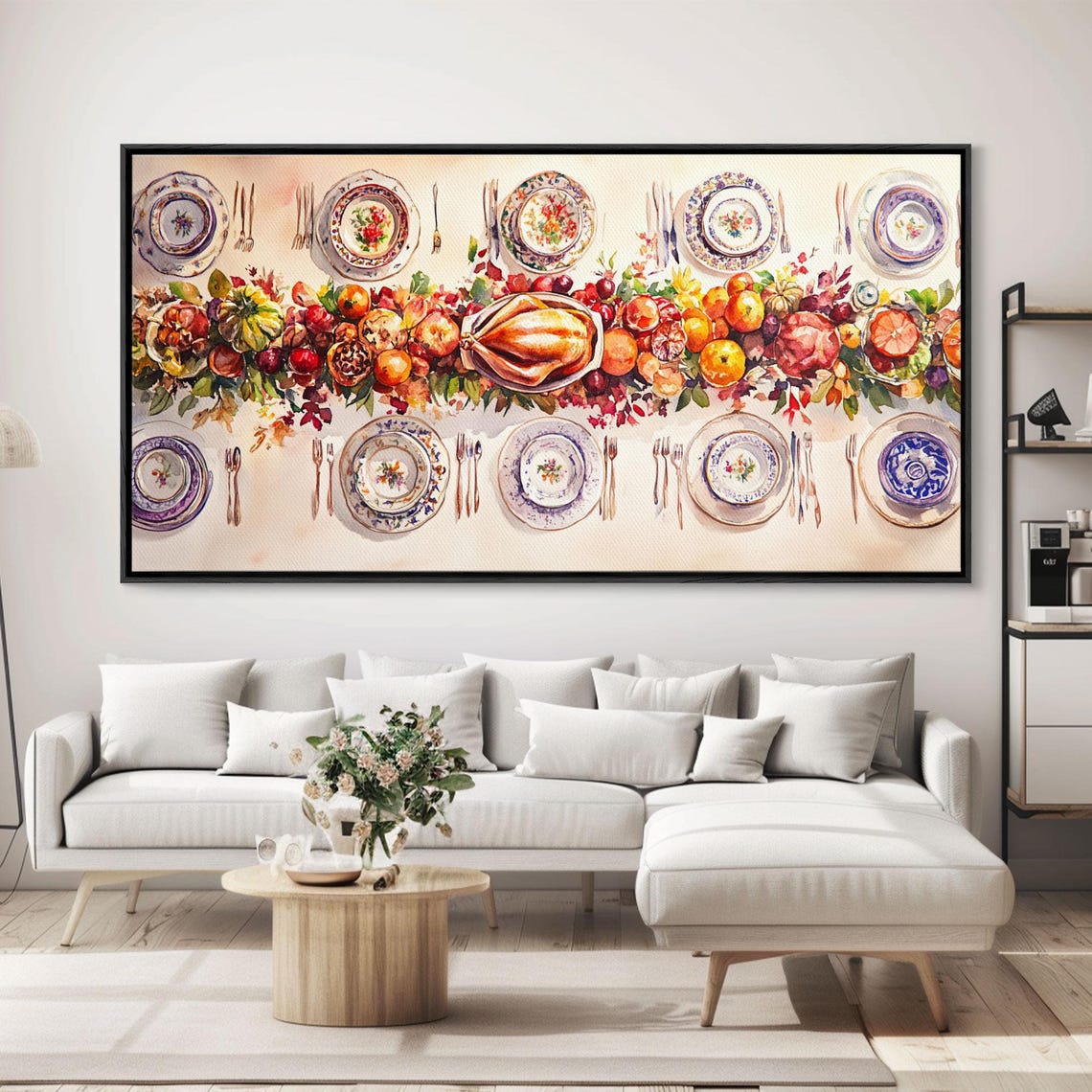 Thanksgiving Harvest Feast Table Setting Overhead View Art Print - Image 5