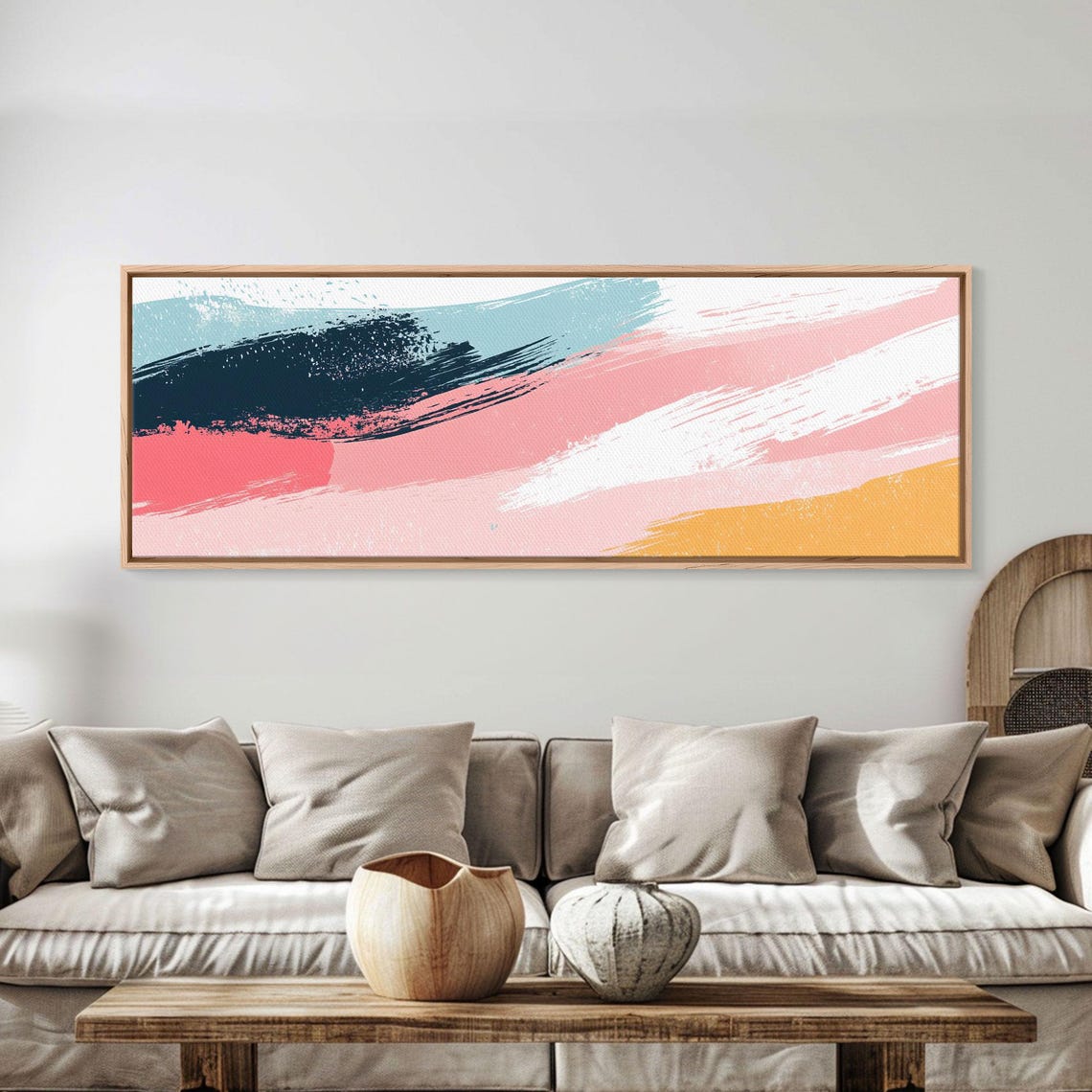 Pink Coral Teal Abstract Brushstroke Modern Colorful Wall Art Poster - Image 6