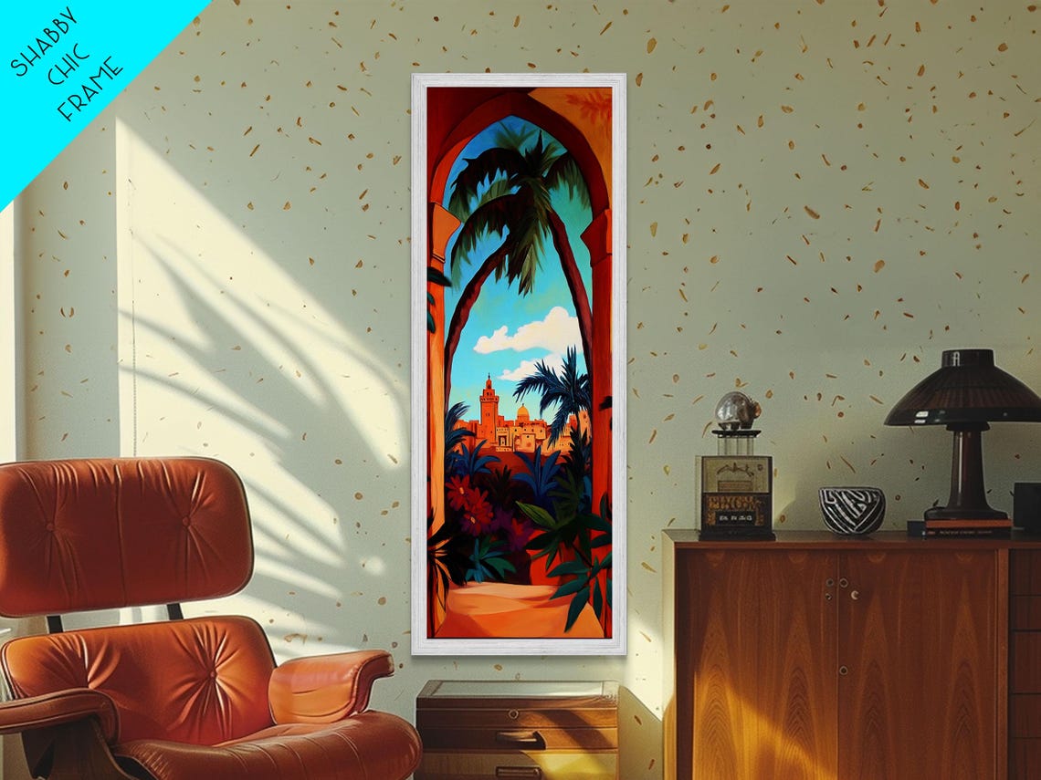 Moroccan Archway With Palm Trees And Old Town Sunset View Poster - Image 3