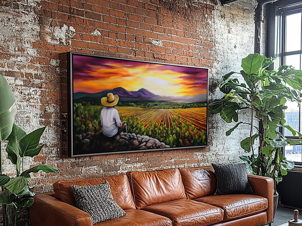Farmhouse Wall Art Framed Print Mexicano Art Chicano Art Oil Painting Print Of A Tejano Farmer Arte Mexicano - Image 4