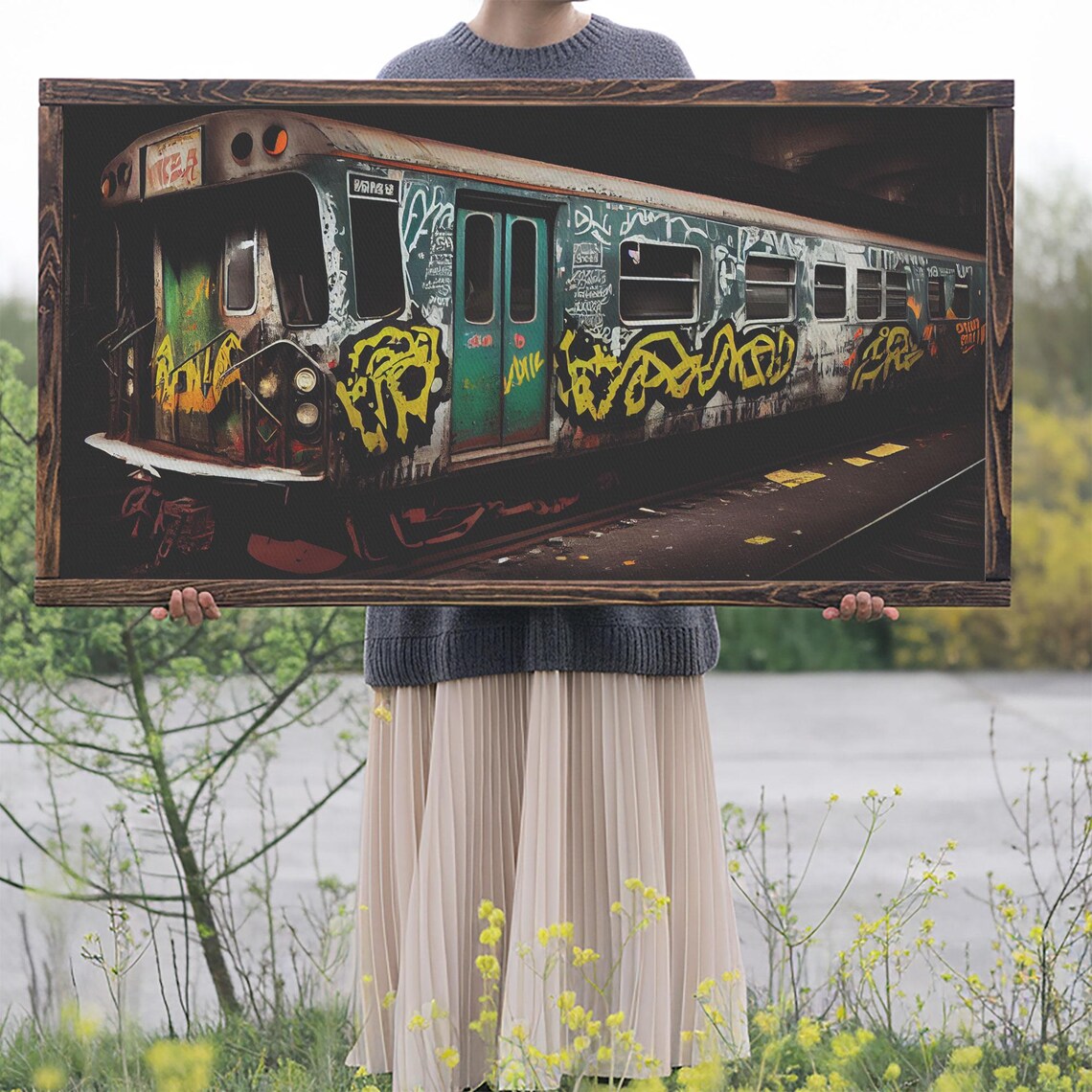 Graffiti Subway Car Wall Art Print, Unique Decor - Image 2