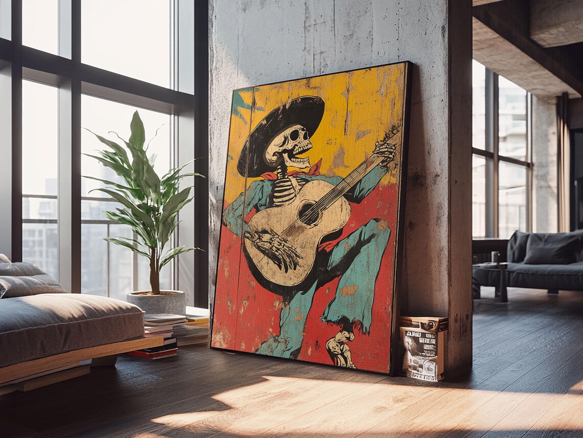Haunted Skeleton Vaquero Cowboy, Chicano Art Print - Image 4
