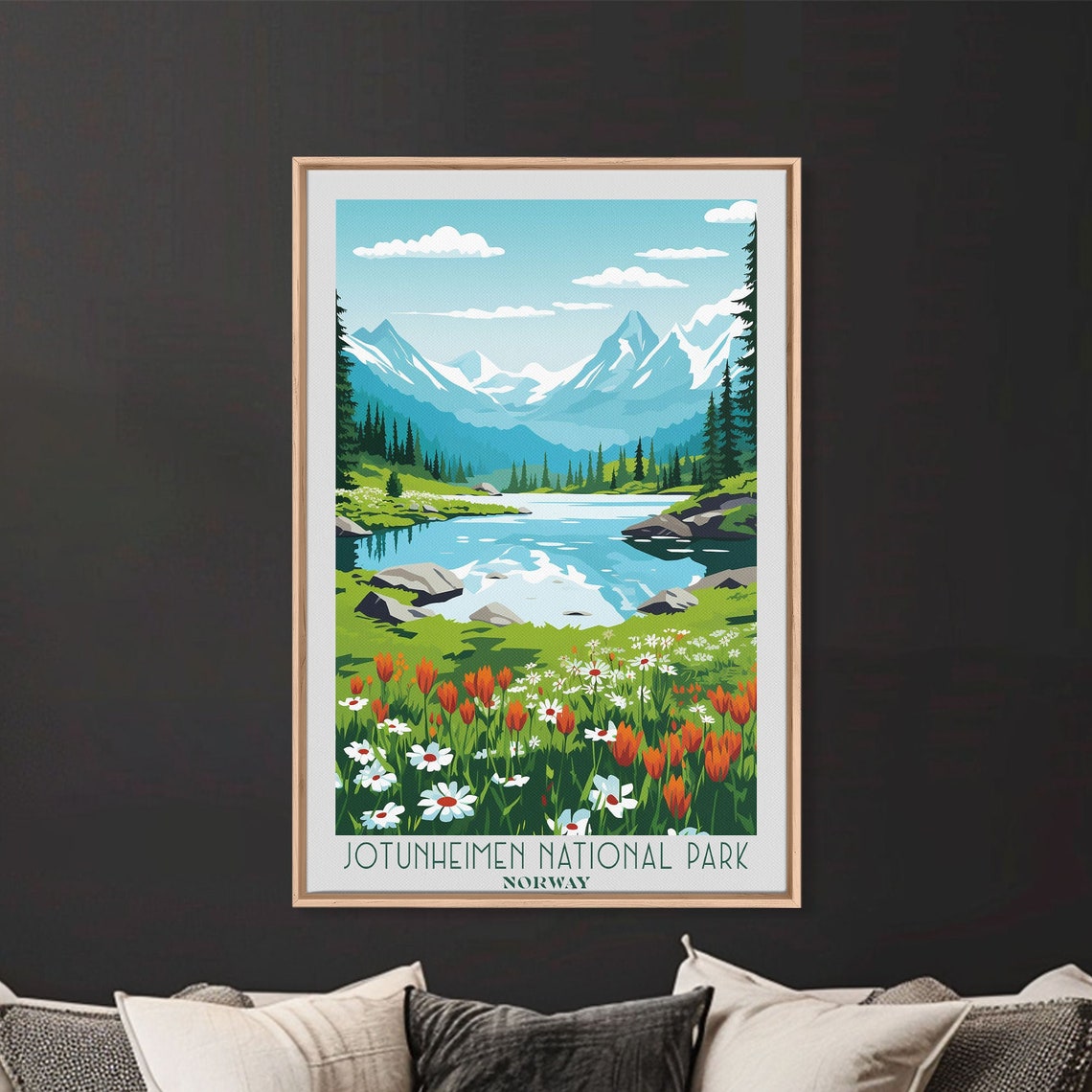 Jotunheimen National Park Norway Alpine Lake Wildflowers Travel Poster - Image 5