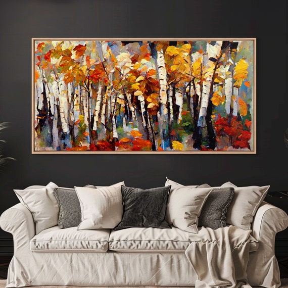 Birch Trees Print, Boho Autumn Forest Art Print