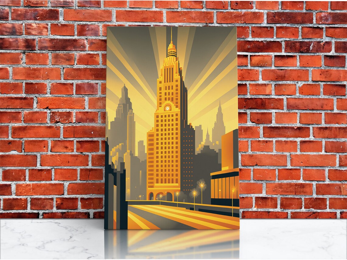 Art Deco Architecture, 1930s Style City Skyline Poster - Image 2
