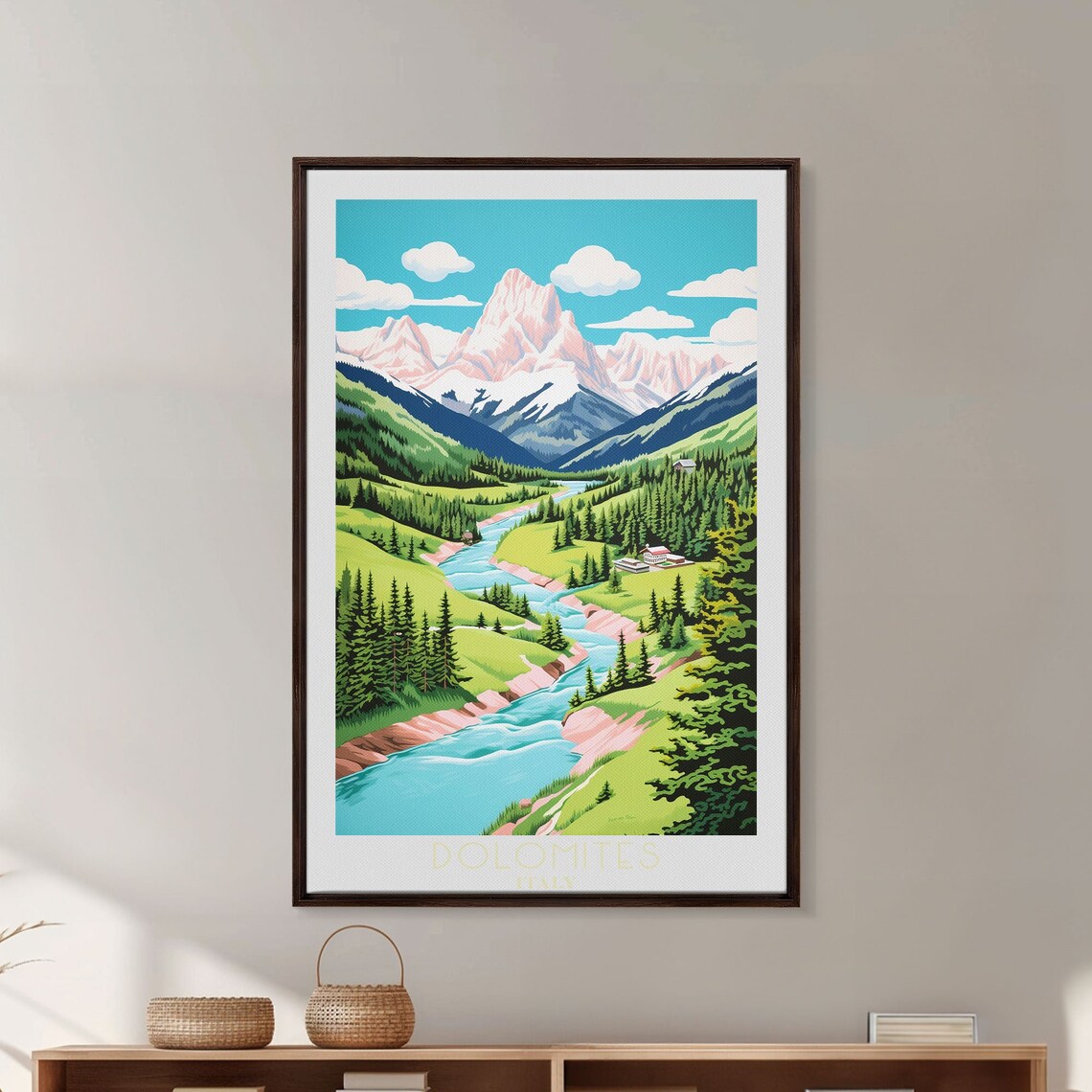 Dolomites Framed Print Travel Poster Original Wall Art Home Decor Gift For Travel Lover Wall Hanging - Image 5