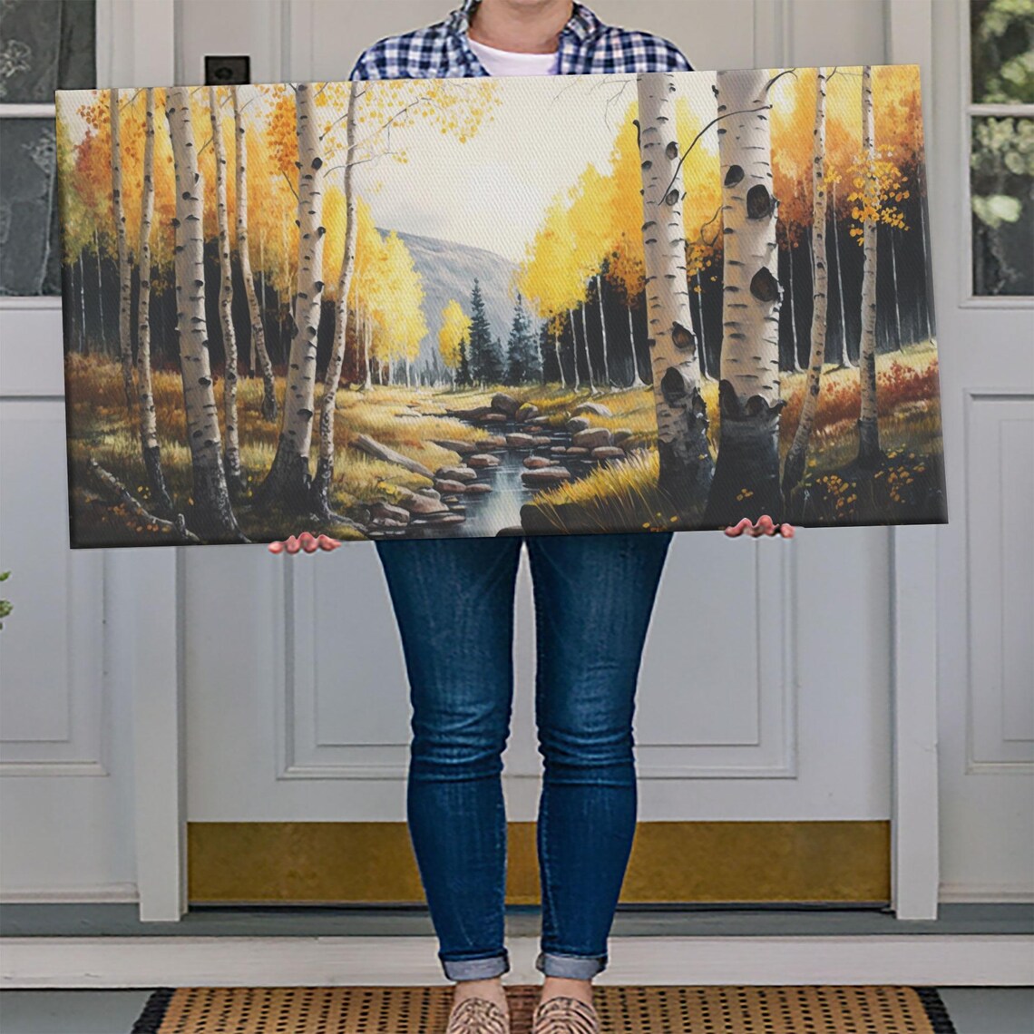 Birch Tree Wall Art Nursery Forest Framed Forest Print Birch Trees Watercolor Landscape Forest Art - Image 4