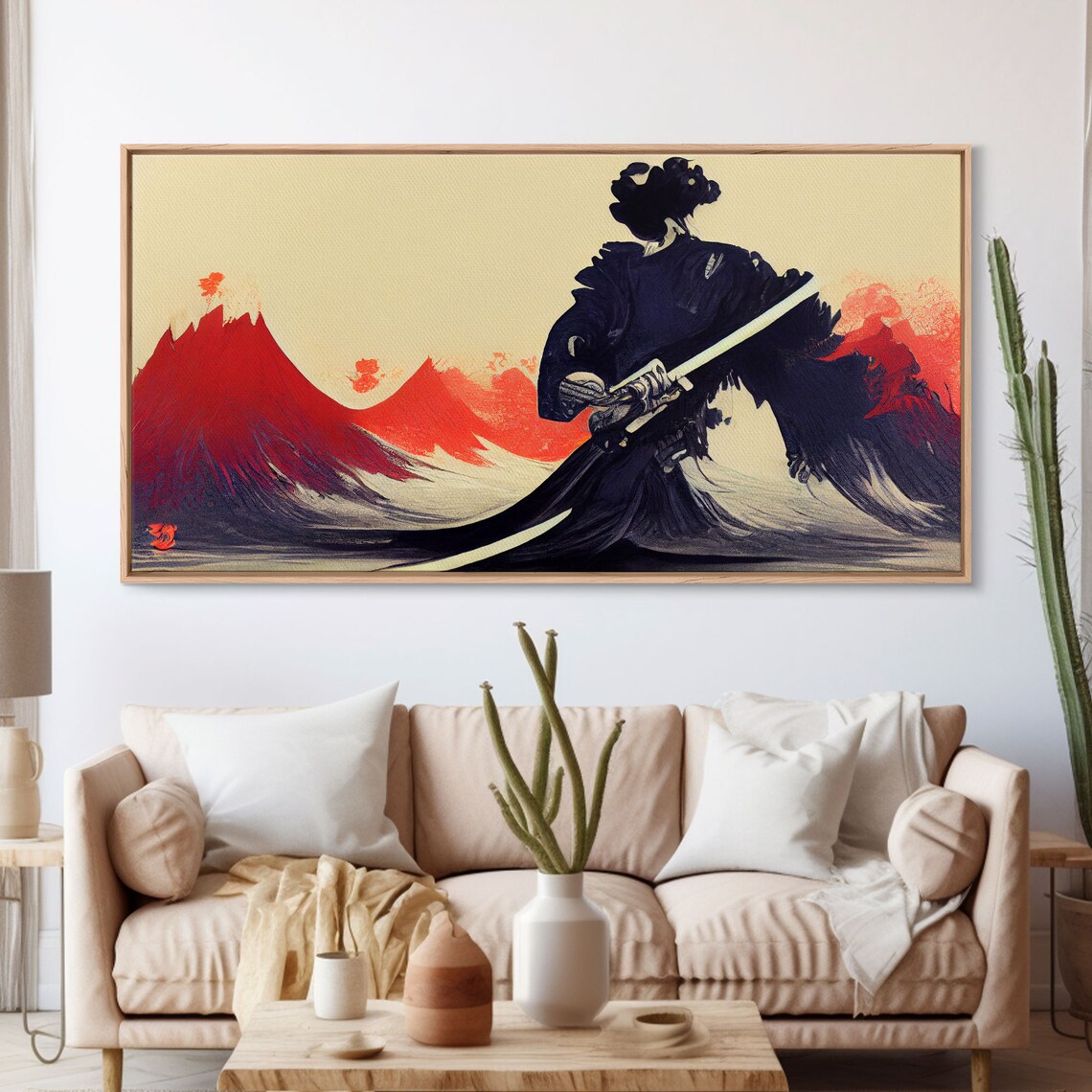 Japanese Samurai Over Mountains, Japan Poster Print - Image 3