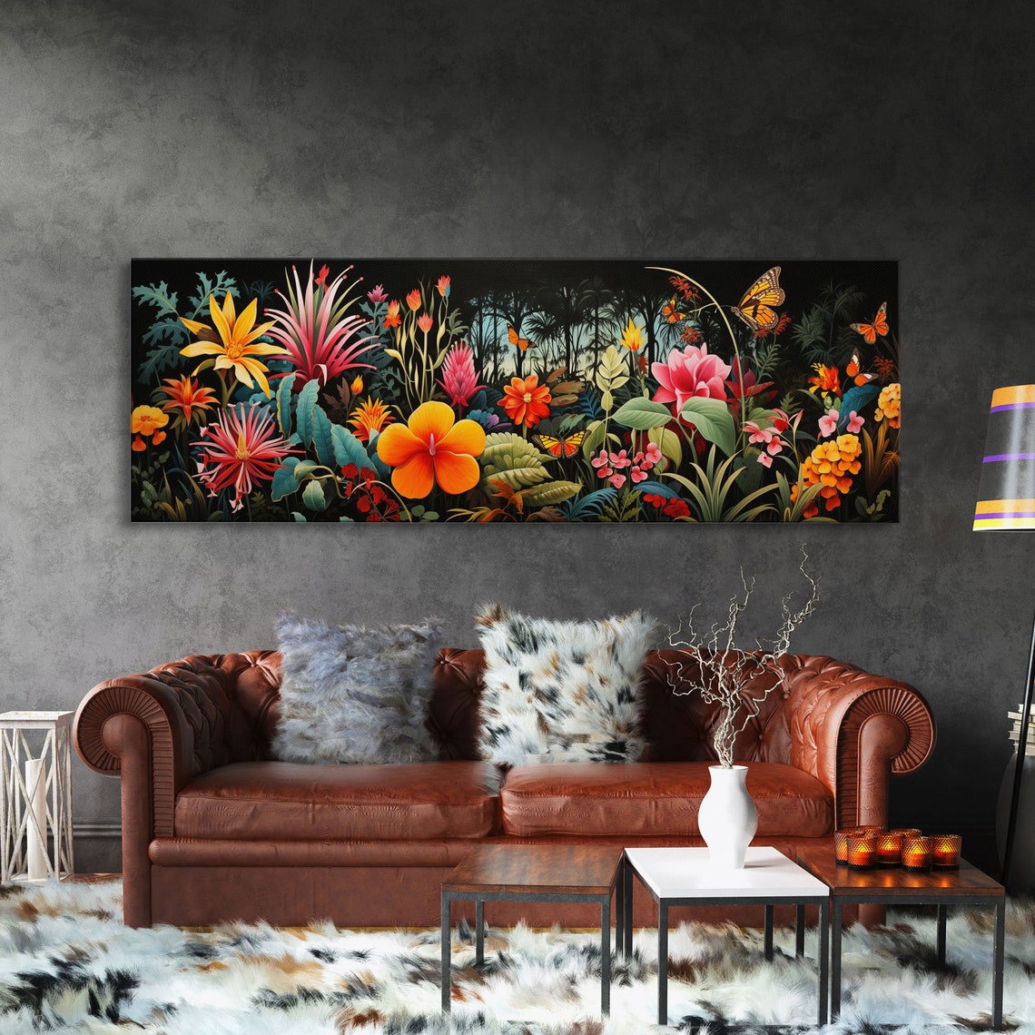 Beautiful Tropical Print The Jungle Framed Print Panoramic Art Extra Wide Wall Decor Living Room Decor - Image 3