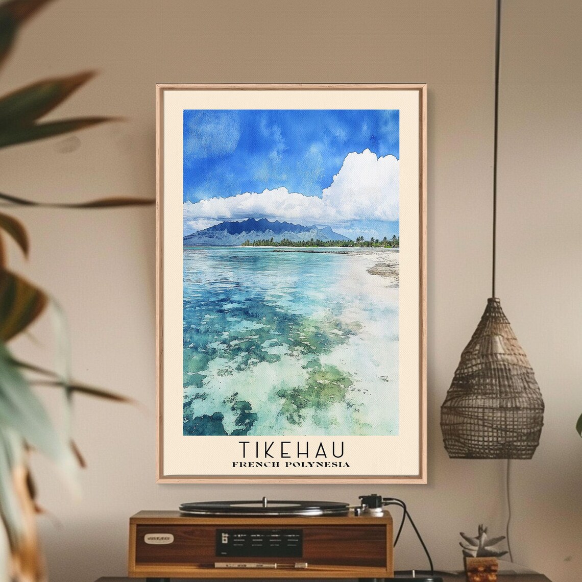 Tikehau French Polynesia Coral Lagoon Clear Water Mountain Poster - Image 3