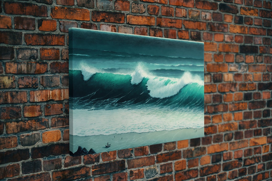 Moody Emerald Ocean Waves Dark Teal Dramatic Seascape Art Poster - Image 5