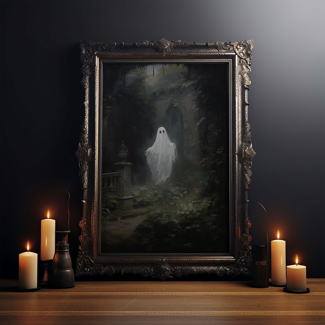 The Ghost In The Garden, Halloween Wall Art Print - Image 3