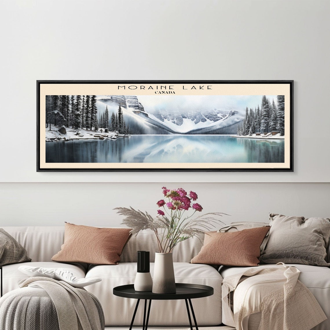Moraine Lake Canada Winter Snow Peaks Mirror Lake Forest Travel Poster - Image 2