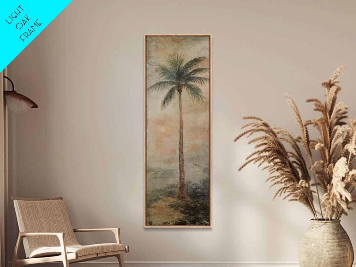 Vintage Palm Tree Painting Print Coastal Home Decor Coastal Wall Art Palm Tree Decor Tall Narrow Wall Art Kitsch Boho Art - Image 4