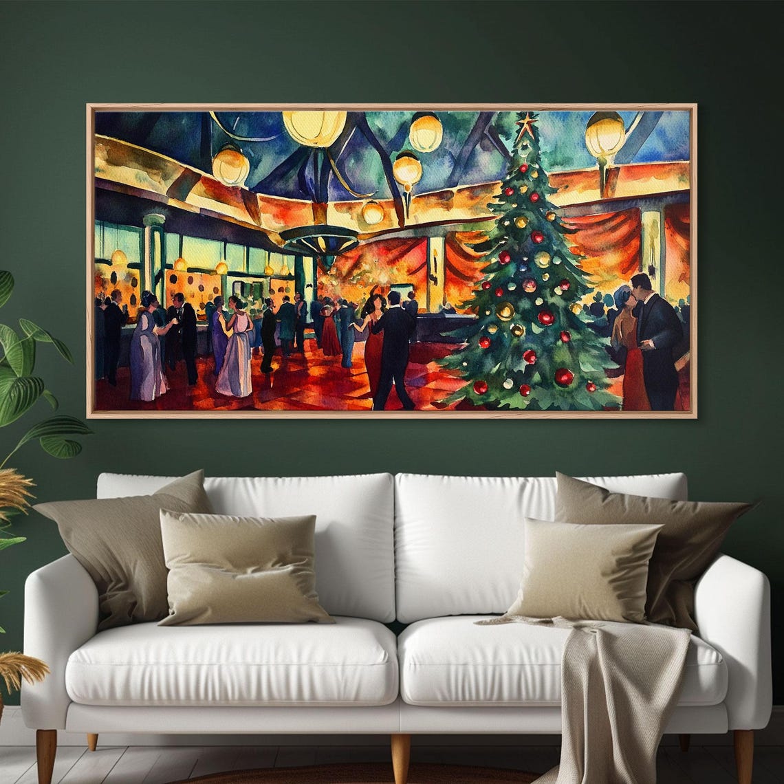 Christmas Grand Ballroom Dancing Couples Holiday Gala Art Print - Image 4