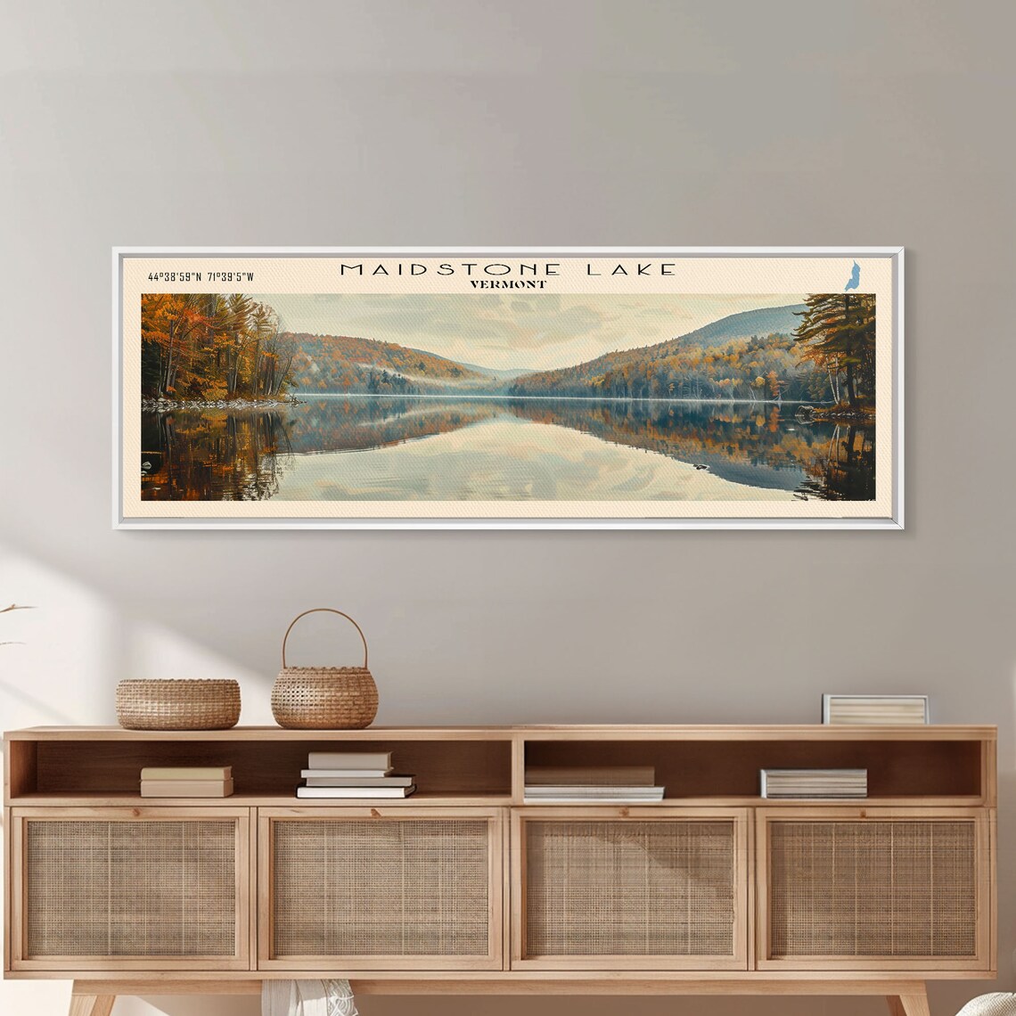 Maidstone Lake Vermont Peak Autumn Mirror Lake Golden Hills Art Poster - Image 5